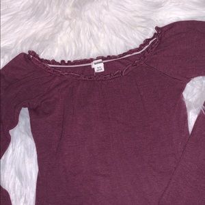 long sleeve off the shoulder crop top